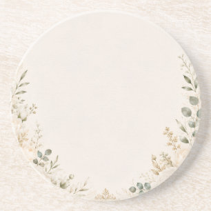 Elegante botanische afbeelding op vintage handgesc zandsteen onderzetter