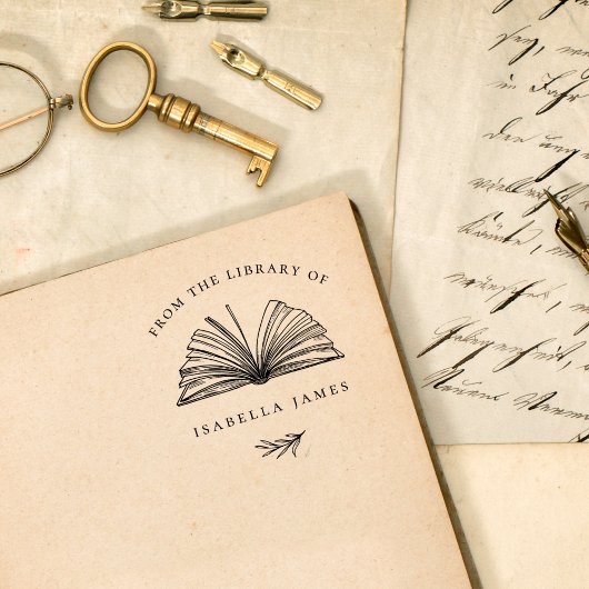 Elegante botanische afdruk uit de bibliotheek van   zelfinktende stempel