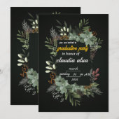 Elegante botanische afstudeerfeest uitnodiging (Voorkant / Achterkant)