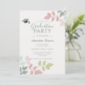 Elegante botanische afstudeerfeest uitnodiging (Staand voorkant)