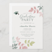 Elegante botanische afstudeerfeest uitnodiging (Voorkant / Achterkant)