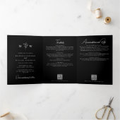 Elegante botanische all-in-één QR-code bruiloft Drieluik Uitnodiging (Binnen)