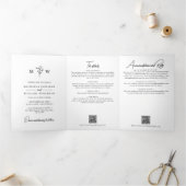 Elegante botanische alles-in-één QR-code bruiloft Drieluik Uitnodiging (Binnen)