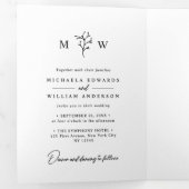 Elegante botanische alles-in-één QR-code bruiloft Drieluik Uitnodiging (Binnenzijde eerst)