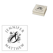 Elegante Botanische Ampersand Paar Namen Bruiloft Rubberstempel (Gestempeld)