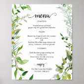 Elegante Botanische Aquarel Groene Huwelijksmenu Poster (Voorkant)