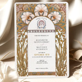 Elegante botanische art nouveau bloemenbruiloft kaart