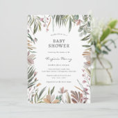 Elegante botanische babyshower uitnodiging (Staand voorkant)