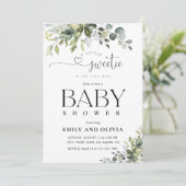 Elegante botanische babyshower uitnodiging (Staand voorkant)