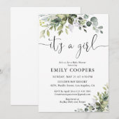 Elegante botanische babyshower uitnodiging (Voorkant / Achterkant)