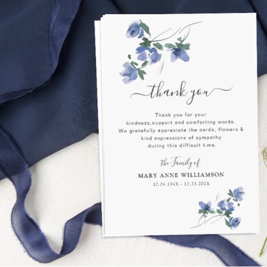 elegante botanische begrafenis dank je wel bedankkaart
