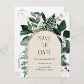Elegante Botanische Beige QR-code bruiloft save da Aankondigingskaart (Voorkant / Achterkant)
