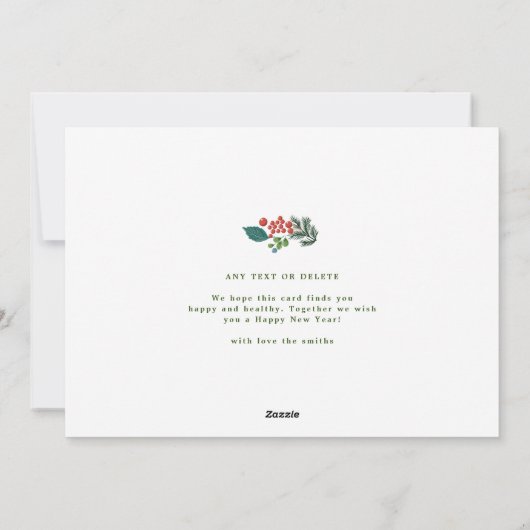 Elegante Botanische Berry lijst Kerstmis Foto Feestdagenkaart (Achterkant)