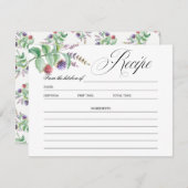 Elegante Botanische Bessen Bruiloft Recept Kaart (Voorkant / Achterkant)