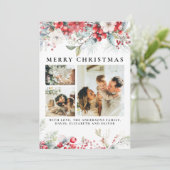 Elegante  botanische bessen Groene Kerst Feestdagenkaart (Staand voorkant)