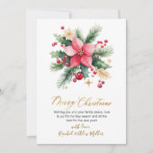 Elegante botanische bessen niet foto kerst feestdagenkaart (Voorkant)