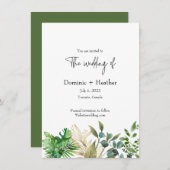 Elegante Botanische Blad Bruiloft Uitnodiging (Voorkant / Achterkant)