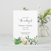 Elegante Botanische Blad Bruiloft Uitnodiging (Staand voorkant)