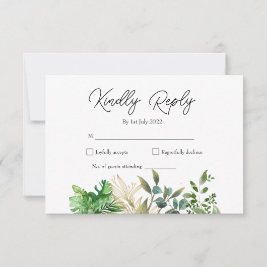 Elegante Botanische Blad Bruiloft Uitnodiging (Voorkant)