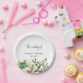 Elegante Botanische Blad Bruiloft Uitnodiging Papieren Bordje (Feest)