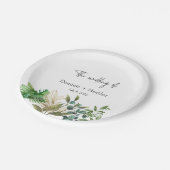 Elegante Botanische Blad Bruiloft Uitnodiging Papieren Bordje (Gekanteld)