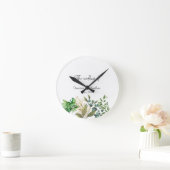 Elegante Botanische Blad Bruiloft Uitnodiging Ronde Klok (Huis)