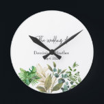 Elegante Botanische Blad Bruiloft Uitnodiging Ronde Klok<br><div class="desc">Gemaakt voor jou!</div>