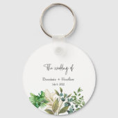 Elegante Botanische Blad Bruiloft Uitnodiging Sleutelhanger (Voorkant)