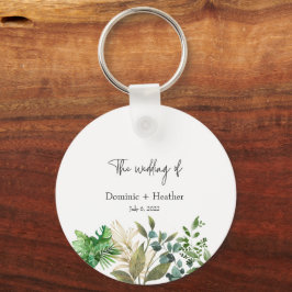 Elegante Botanische Blad Bruiloft Uitnodiging Sleutelhanger