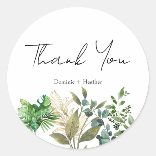 Elegante botanische blad enveloppe verzegeling ronde sticker (Voorkant)