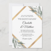 Elegante Botanische Blad Groen Gouden Folie Bruilo Kaart (Voorkant)