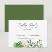 Elegante botanische blad-huwelijksuitnodiging RSVP kaartje (Voorkant / Achterkant)
