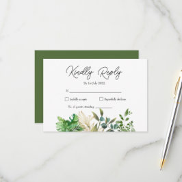 Elegante botanische blad-huwelijksuitnodiging RSVP kaartje