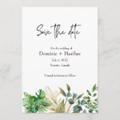Elegante botanische blad trouwkaart save the date (Voorkant)