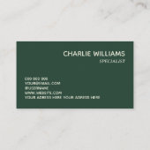 Elegante botanische bladeren donkergroen visitekaartje (Achterkant)