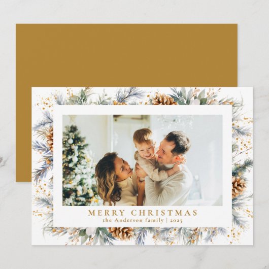 Elegante botanische bladeren | Foto: Vrolijk kerst Feestdagenkaart (Voorkant / Achterkant)