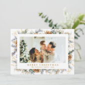 Elegante botanische bladeren | Foto: Vrolijk kerst Feestdagenkaart (Staand voorkant)