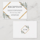 Elegante botanische bladeren gouden bruiloft RECEP Informatiekaartje (Voorkant / Achterkant)