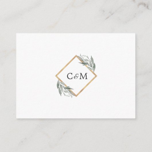 Elegante Botanische bladeren Gouden folie Bruiloft Informatiekaartje (Achterkant)