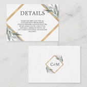 Elegante Botanische bladeren Gouden folie Bruiloft Informatiekaartje (Voorkant / Achterkant)