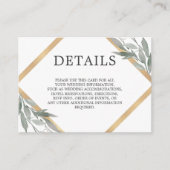 Elegante Botanische bladeren Gouden folie Bruiloft Informatiekaartje (Voorkant)