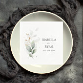 Elegante botanische bladeren gouden groene bruilof servet