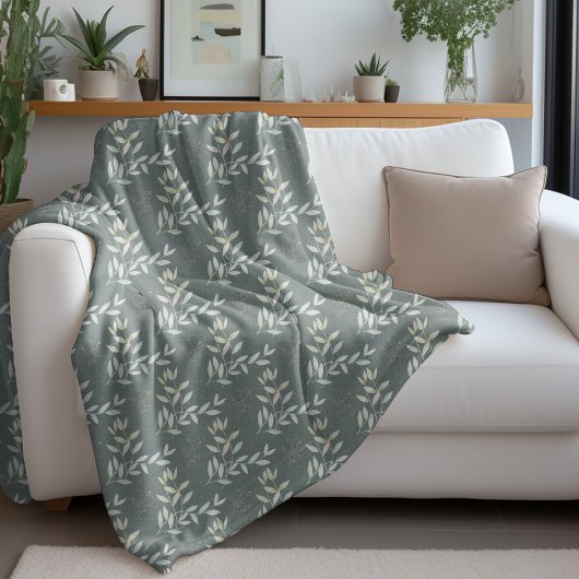 Elegante botanische bladeren op geweven stof fleece deken