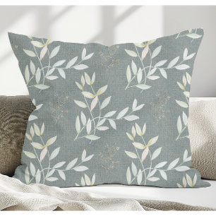 Elegante botanische bladeren op geweven stof kussen