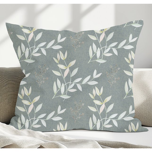 Elegante botanische bladeren op geweven stof kussen (Creator heeft geüpload)