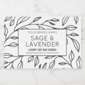 Elegante  Botanische Bladeren Product Jar Label Voedselcontainer Etiket (Enkel label)