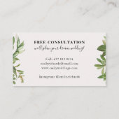 Elegante botanische bladeren script chique gouden  visitekaartje (Achterkant)