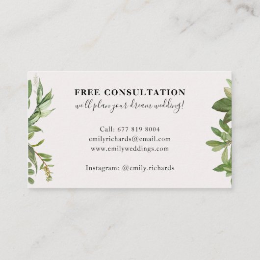 Elegante botanische bladeren script chique gouden  visitekaartje (Achterkant)