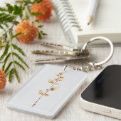 Elegante botanische bladertak sleutelhanger (Voorkant Rechts)