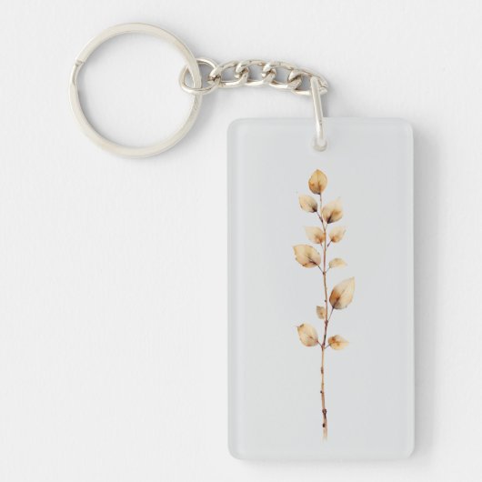Elegante botanische bladertak sleutelhanger (Voorkant)